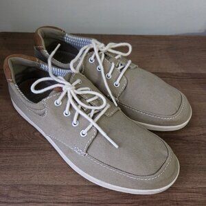 LIKE NEW CLARKS MENS BOAT SHOES CANVAS UPPER LEATHER MIX SIZE 10 MENS